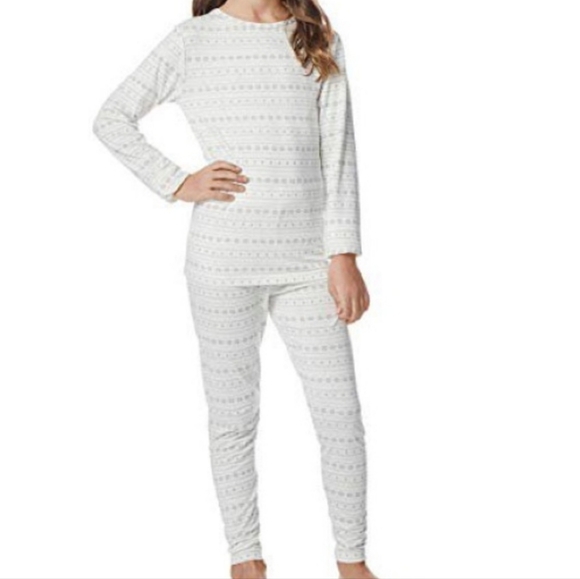 32 Degrees Heat Girls Size Small‎ Base Layer Silky Set in White and Gray - Picture 1 of 10